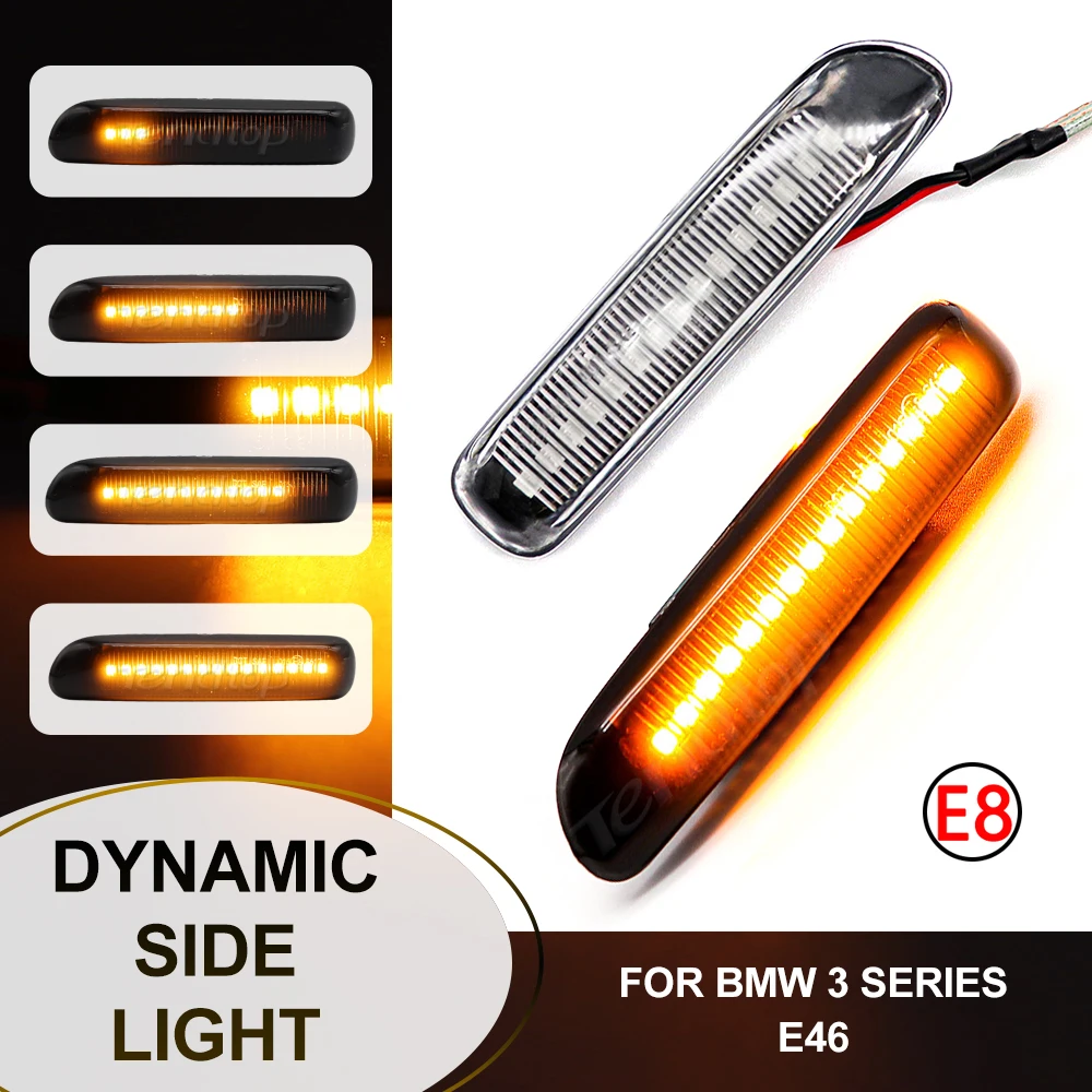 Dynamic Side Marker Turn Signal Lights Indicator Amber Repeater Lamp For BMW E46 3 Series Limo Coupe Compact Cabriolet Touring