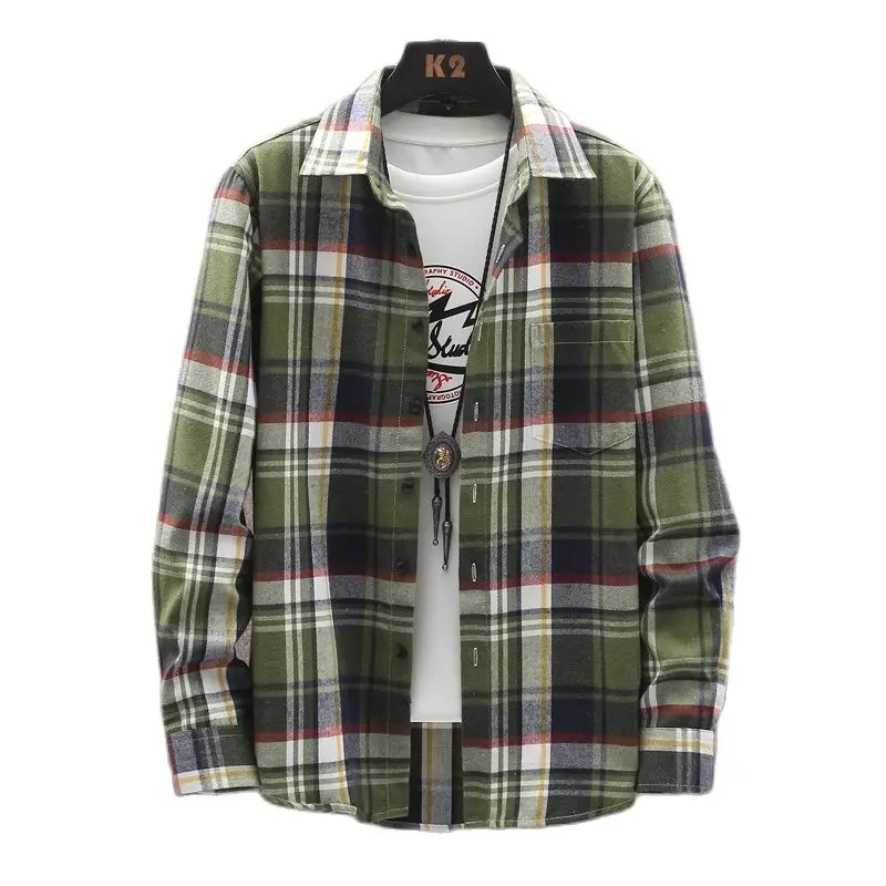 Plaid Shirt Men Spring And Autumn Style Loose Fashion Brand Long Sleeve Casual 2022 Summer Trend Ironed Stand Collar Clothes Men
