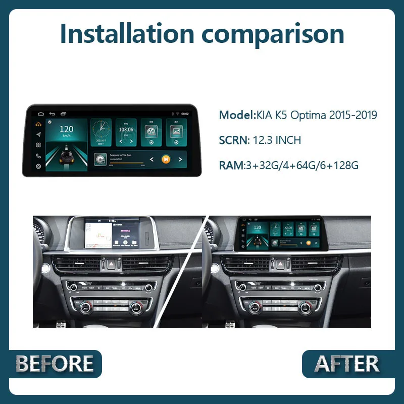 12.3' KIA K5 Optima 2015-2019 1920*720 Android 10 4G Car Radio Player Navigation GPS 8-Core 6+128G Multimedia - купить по