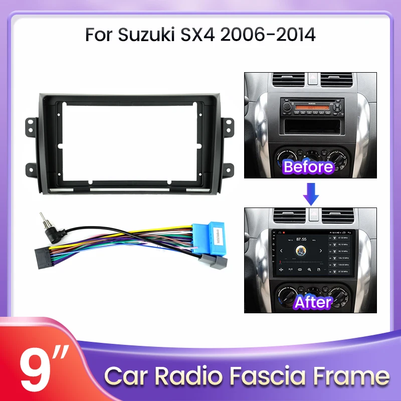 Автомобильная рама для SUZUKI SX4 2006 2007 2008 2014 9 дюймов 2Din автомобильное радио Fascia
