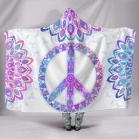 colorful peace hooded blanket mandala multi color custom made quilt with hood hippie floral yoga meditation spiritual h