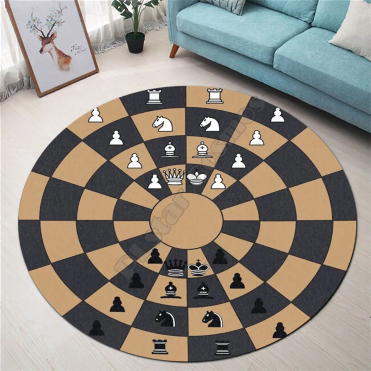 

Love Chess Premium Round Rug 3D Printed Rug Non-slip Mat Dining Room Living Room Soft Bedroom Carpet 02