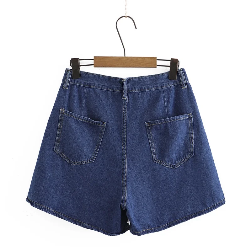 Plus Size XL-6XL Women's Solid Color Denim Shorts Casual Wide Leg Female Summer Shorts