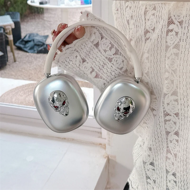 Фото Прохладный металлический чехол для Airpods Max, защитный декор в виде скелета для наушников Apple, чехол для Airpods Max, защита гарнитуры Capa №3