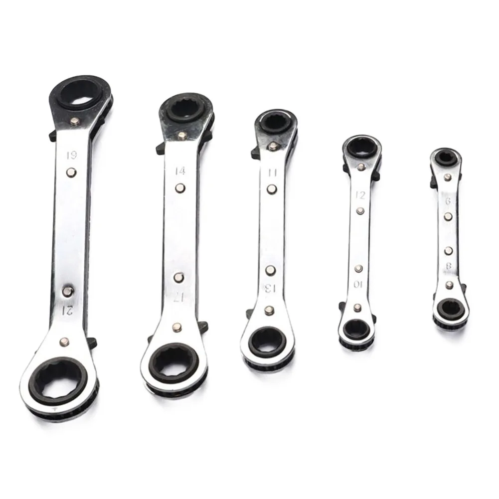 

5 Pcs Ratchet Wrench Double Head 12-point Set Dismountable 6-21mm Car Motorcycle Repairing Spanner Workshop Manual Tools