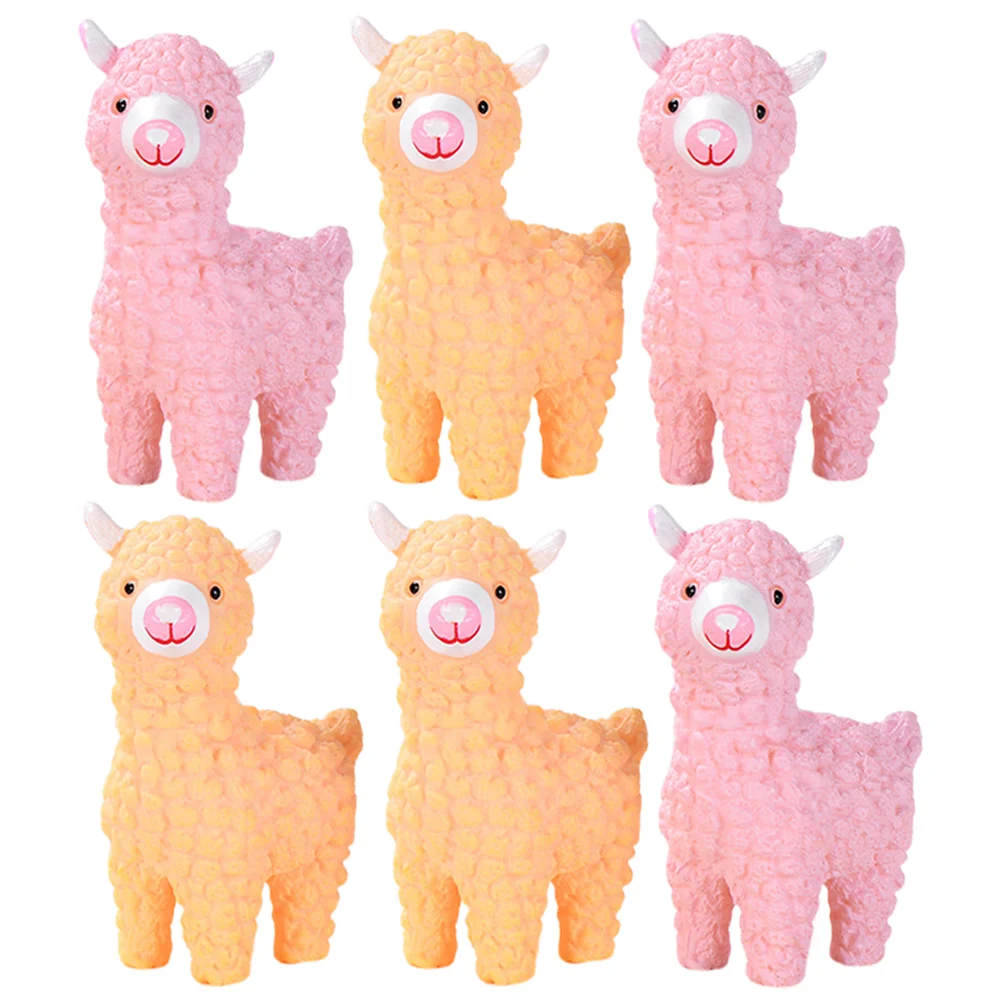 

6 Pcs Toys Artificial Alpaca Sheep Models Lovely Garden Decor Accessories Miniature Miniatures Figure Adornments Baby