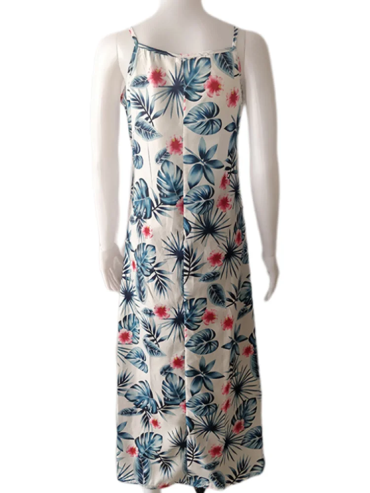 Летнее женское винтажное Повседневное платье макси на бретельках богемное