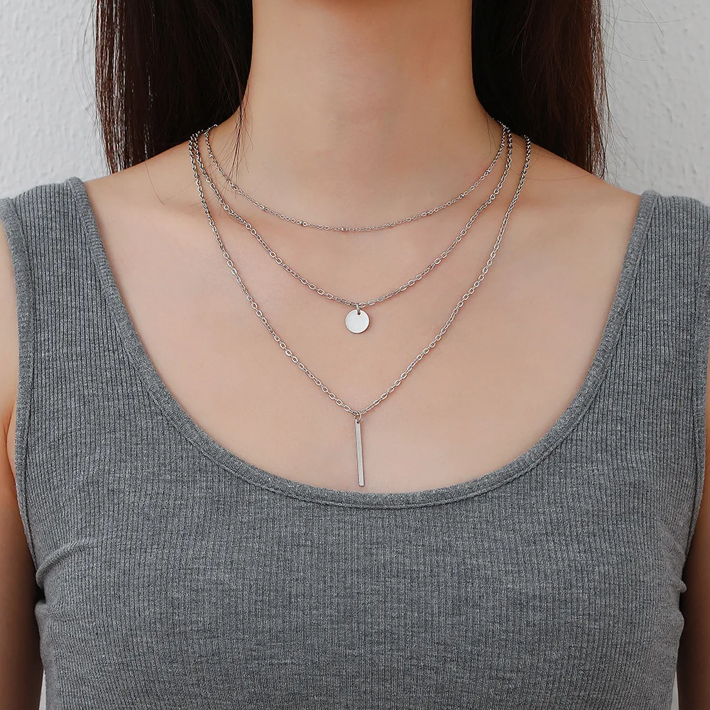 

Multi-layered Fashion Simple Style Necklaces Gold Color Personality Retro Alloy Necklace Women Light Luxury Versatile Necklaces