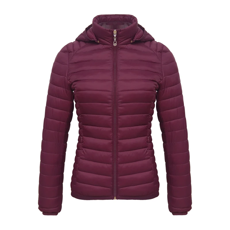 Winter Parka Ultralight Padded Puffer Jacket For Women Coat With Hood Outdoor Warm Lightweight Outwear With Storage Bag