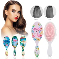 4 colors hair brush tropical jungle series combs for women oval plate airbag massage comb printing styling comb for curly hair