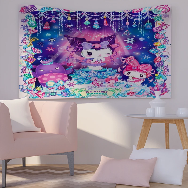 Гобелен Sanrio Kuromi Melody студенческое общежитие настенное украшение милая фотография