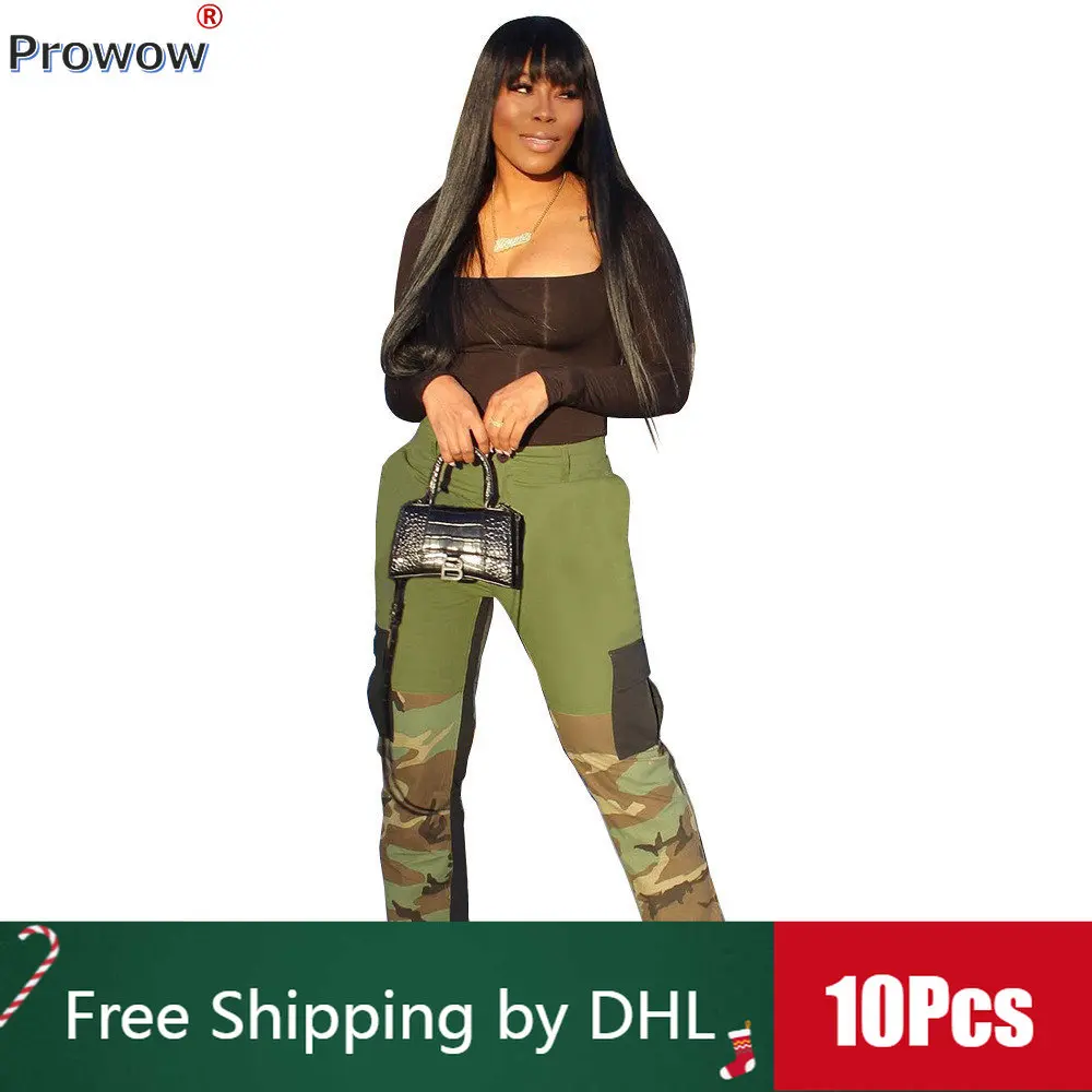 

Брюки спортивные женские камуфляжные составного кроя, с карманами, на пуговицах