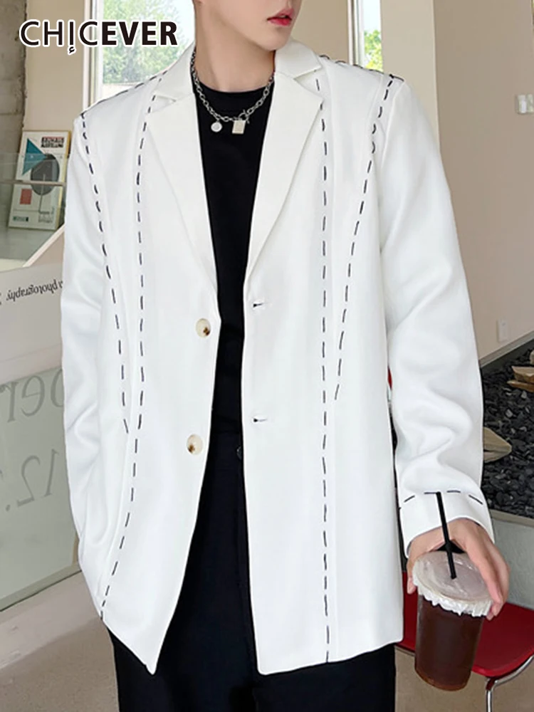 

CHICEVER Slim Blazers For Women Notched Long Sleeve Patchwork Slim Temperament Single Breasted Casual Blazer Female Autumn 2022