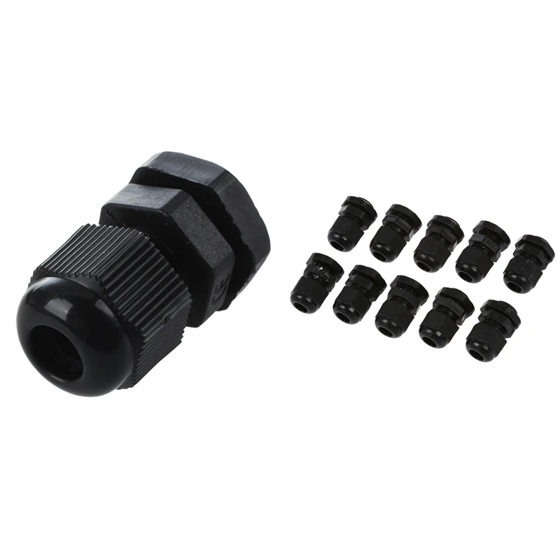 

20 Pcs Black Plastic Waterproof Cable Glands Joints PG7 & PG9