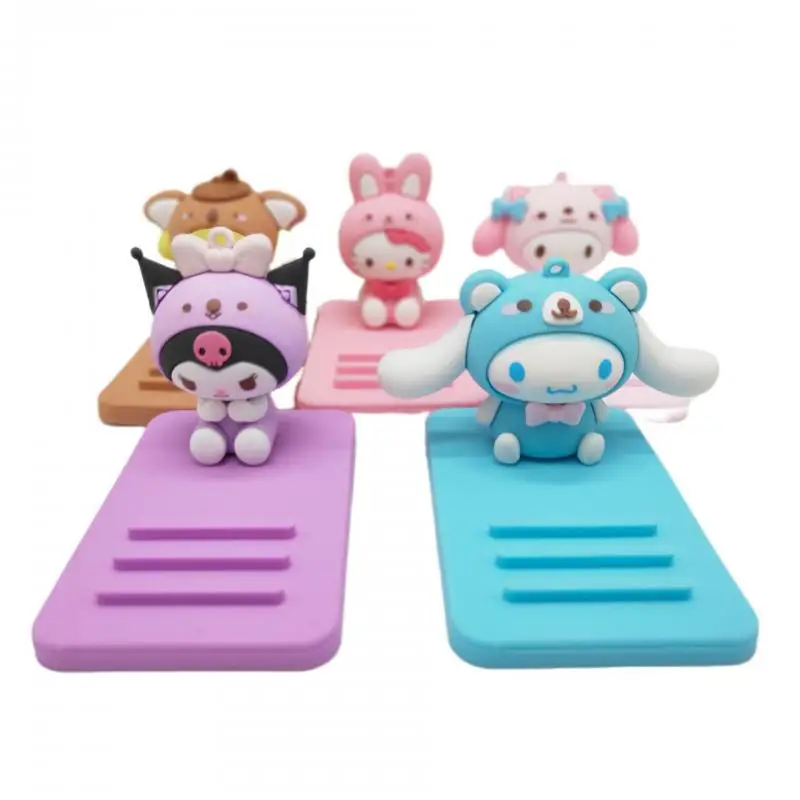 Kuromi Pom Pom Purin Cinnamoroll 3D Doll Cell Phone Stand Kawaii Hello Kitty Badtz-Maru Universal Portable Desktop Phone Holder