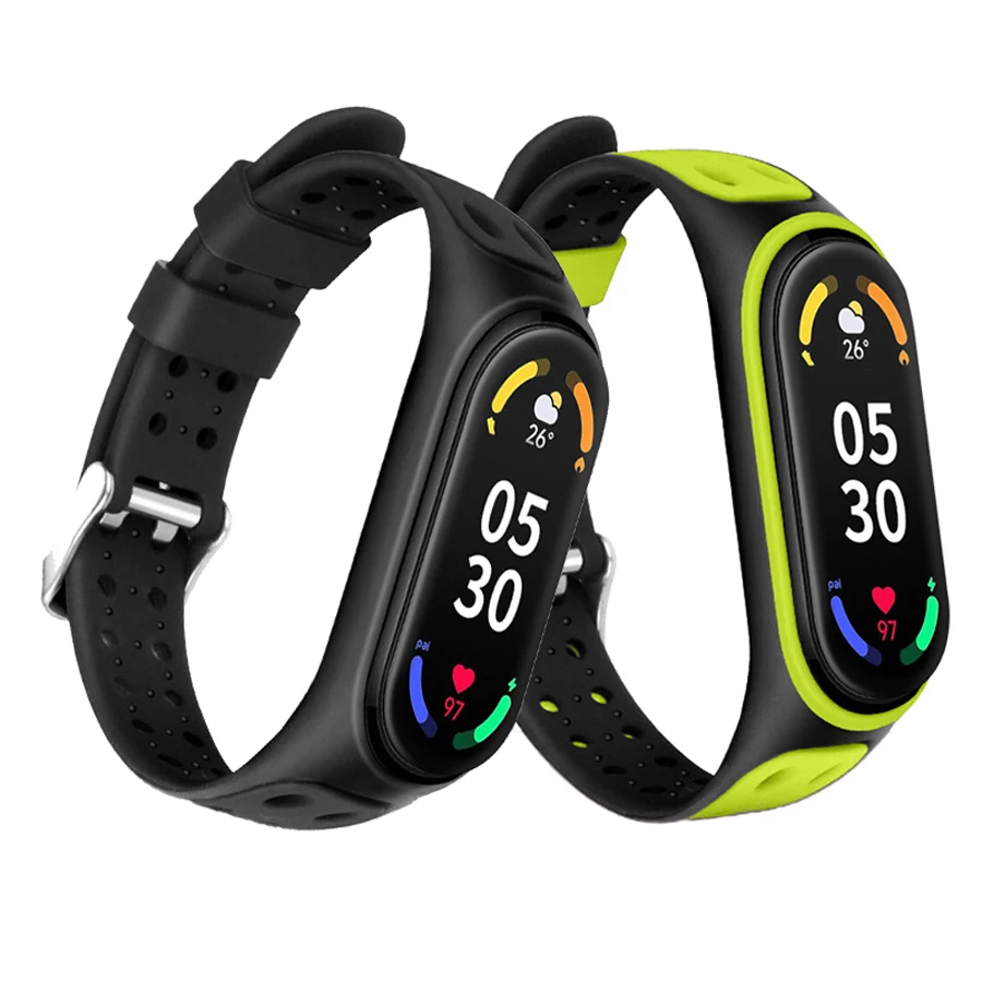 Ремешок спортивный для Mi Band 7 6 5, силиконовый сменный Браслет для наручных часов Xiaomi Mi Band 3 4 5 6