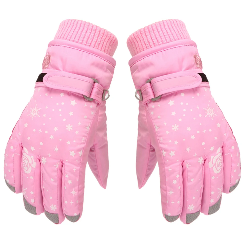 

1 Pair Children Skiing Glove Warm-keeping Portable Ski Wind-proof Gloves Adjustable Knitting Mittens Riding Red