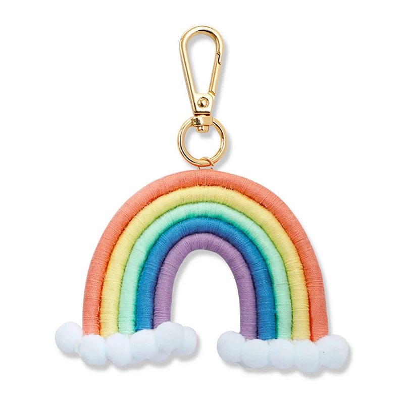 

Брелок Радужный макраме, брелок ручной работы, богемный красочный Радужный брелок для автомобильных ключей, сумочка, кошелек