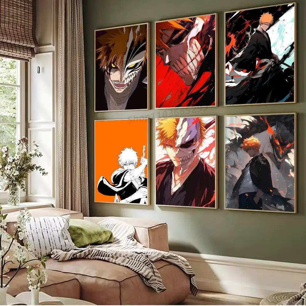 Фото Куросаки Ичиго аниме B-Bleach постер настенное искусство домашний декор декор комнаты цифровая живопись гостиная ресторан кухня искусство №2