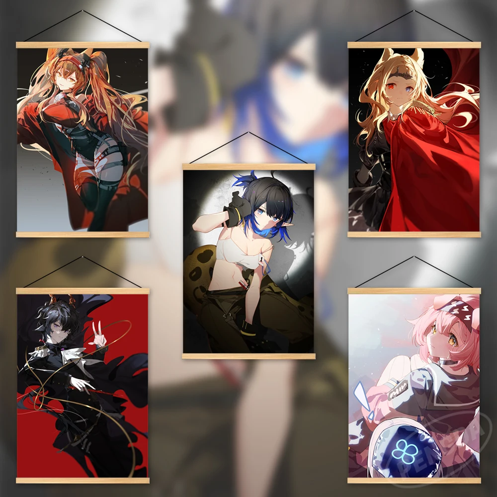 

HD Canvas Arknights Wooden Hanging Goldenglow Poster Anime Prints Modular Home Decor Angelina Painting Suzuran Wall Art Pictures