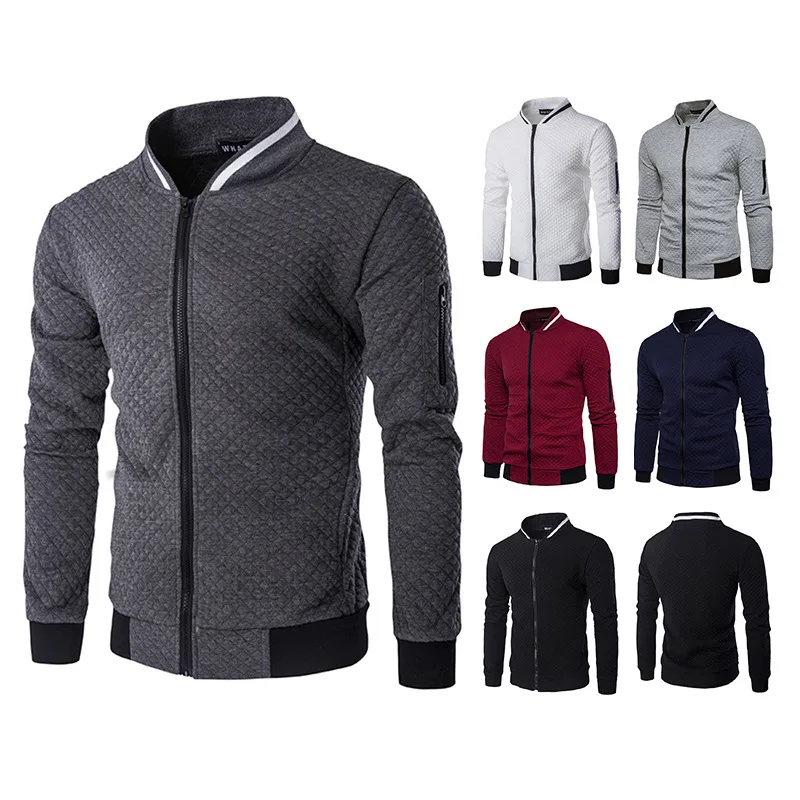 

Men's Cotton Autumn Jacket Solid Color Slim Baseball Jacket Aviator Style High Quality Streetwear Harajuku