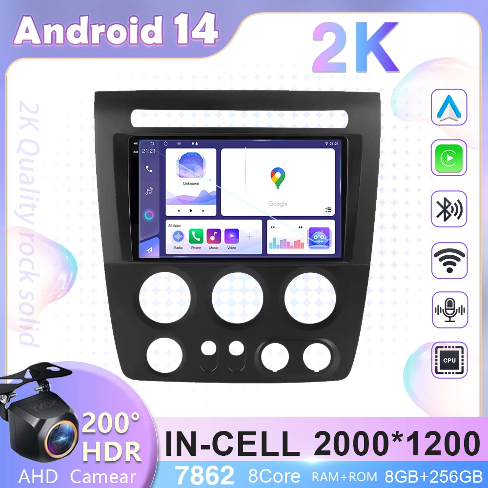 Автомобильный Android 14 для Hummer H3 1 2005-2010 автомобильное радио стерео мультимедийный