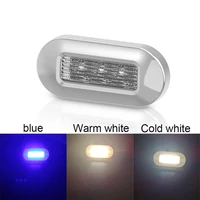 2pcs 12v led waterproof yacht saloon car door light stainless steel step corridor lamp white and blue