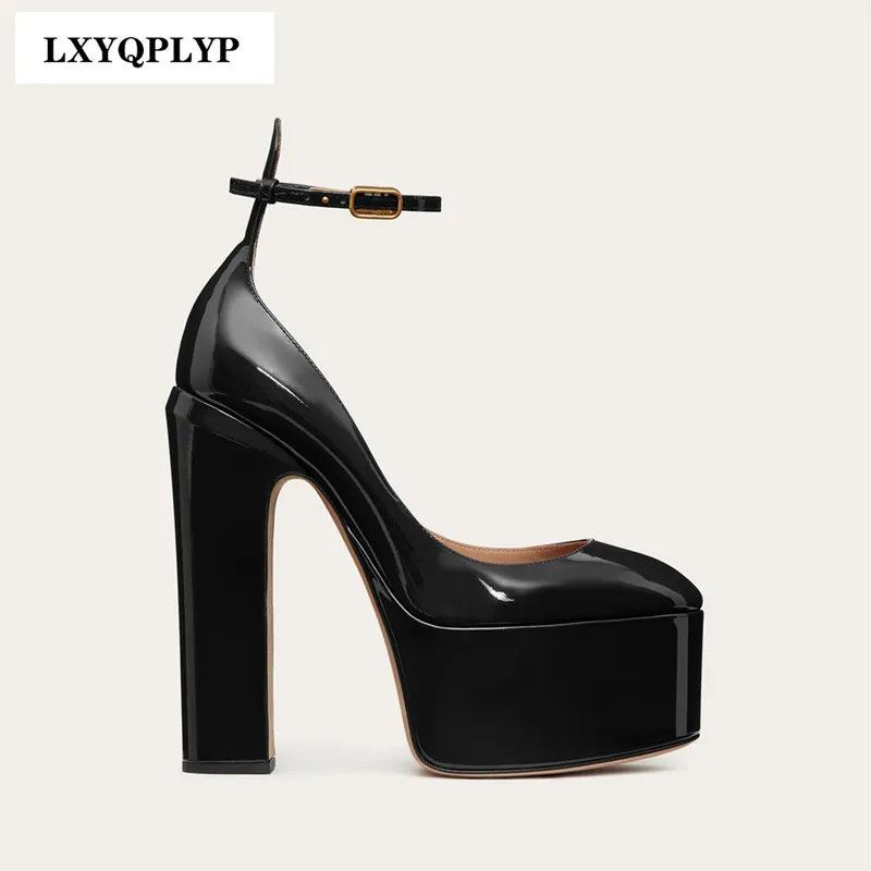 

New Brand Women's Shoes Super High Heel Party Fashion Thick Sole Leather Shoes Bridal Shoes Wedding Party Shoes Women Summer