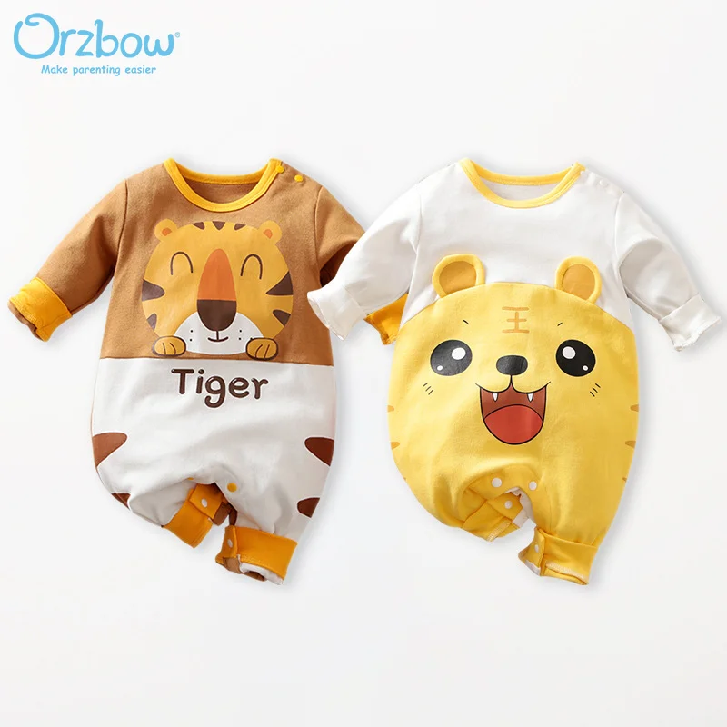 

Orzbow 0-18 Months Baby Clothing 100% Cotton Soft Cute Tiger Print Long Sleeve Romper Jumpsuit Cotton Bodysuit for Boys Girls
