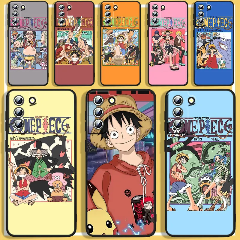 

Japanese anime One Piece cover Phone Case For Samsung S8 S9 S10 S20 S21 S22 Plus 4G S10e 5G Lite Ultra FE Black Silicone luxury