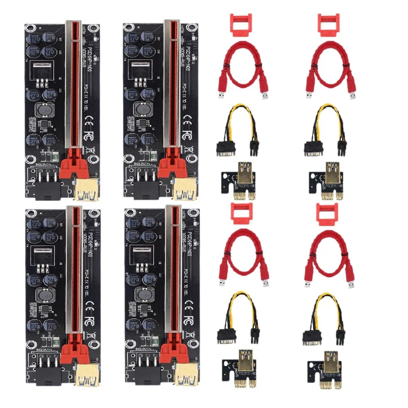 

Райзер-карта VER009S PCI-E, 1X до 16X, USB 3,0, 4 упаковки