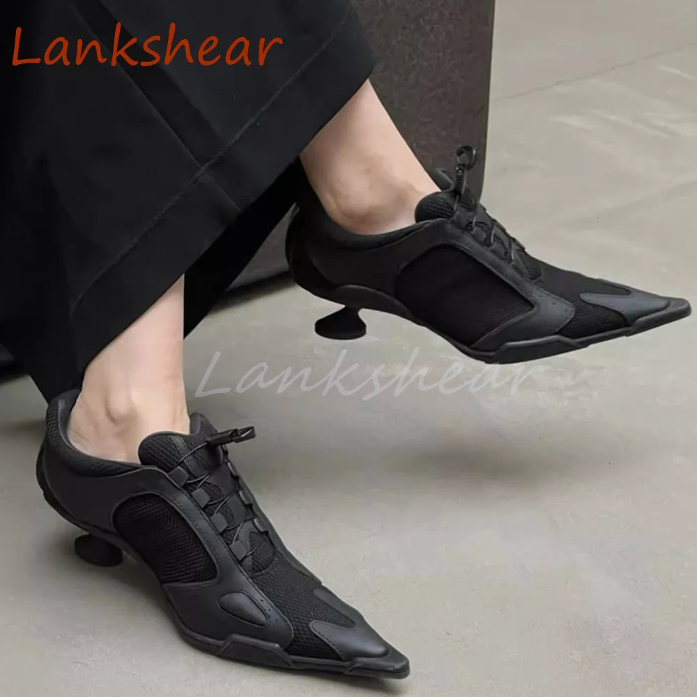 Туфли-лодочки Женские однотонные на шнуровке заостренный носок перекрестная