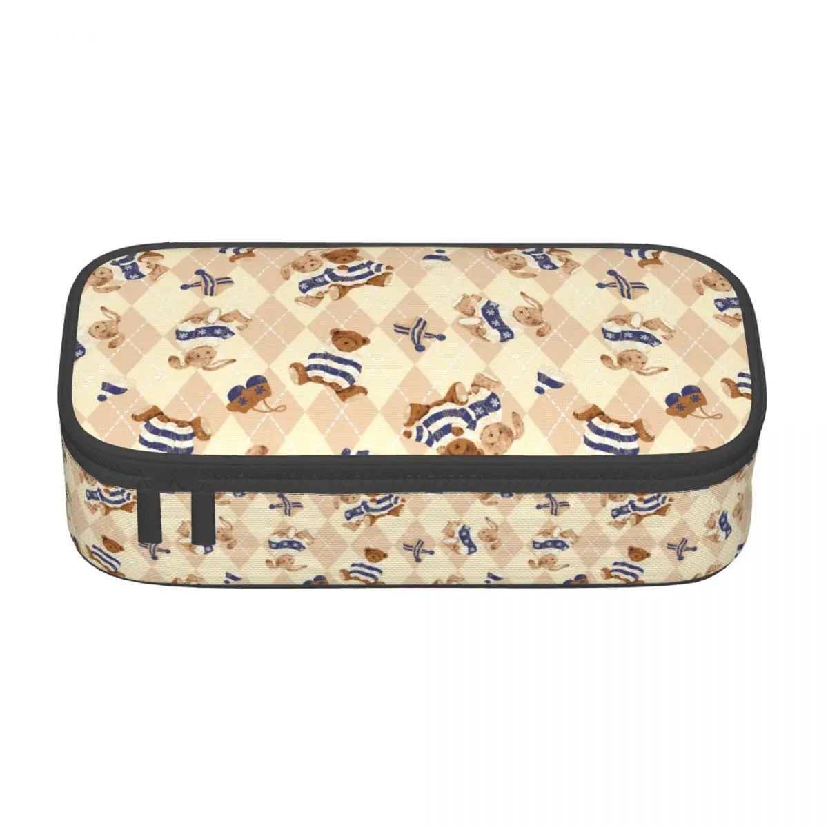 

Cartoon Bear Print Pencil Case Geometry Teenager Stationery Zipper Pencil Box Multi Function Cute Pen Organizer