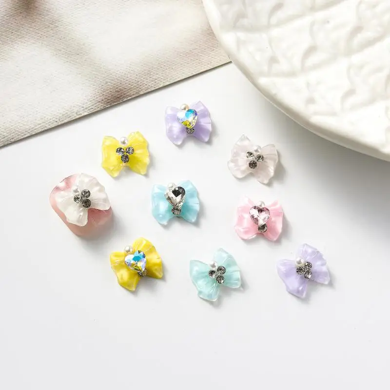 

10Pcs Kawaii Anime Love Bow Tie Diy Accessories Cute Cartoon Nail Jewelry Girly Heart Nail Art Patches Toys for Girls