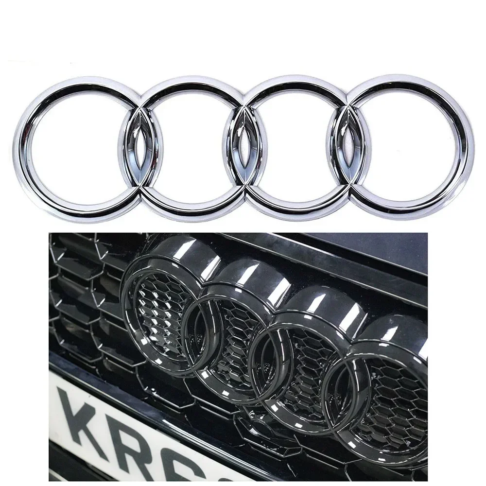 Black Silver ABS 4 Ring Car Hood Bonnet Front Grill Trunk Rear Emblem Logo Badge Sticker For Audi A3 A4 A5 A6 A7 TT Q2 Q3 Q5 Q8 (art.: 3920cb06db748) - 3920cb06db748
