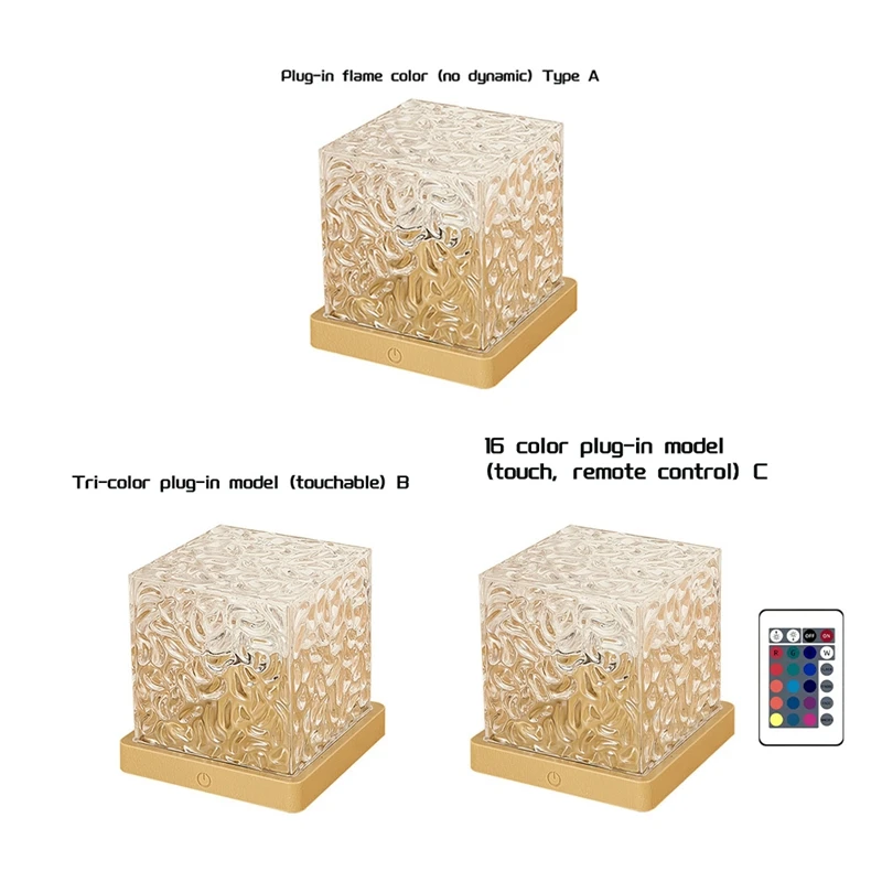 USB хрустальная лампа проектор с водной рябью ночник квадратная пульт