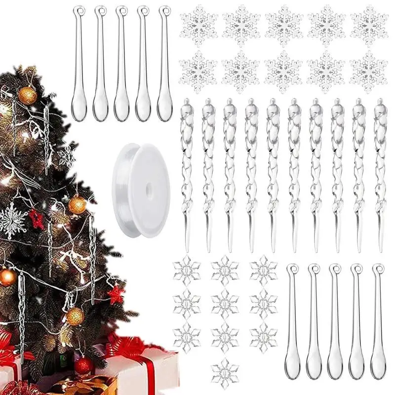 

Акриловые сосульки, украшения, снежинки, сосульки, подвесные украшения, прозрачные строительные рождественские украшения для уличвечерние