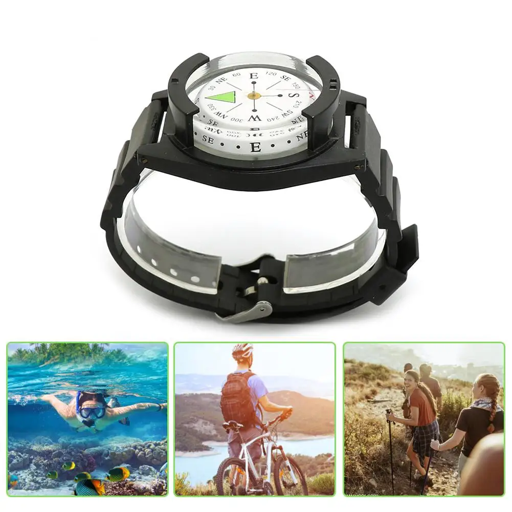 

New Arrival Outdoor Mini Lightweight Wristwatch ABS Compass Rubber Watchband Outdoor Survival Watch Black Band Tool Accessory