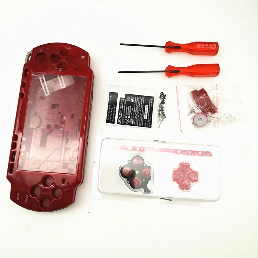 

Red Full Housing Shell Case Cover With Buttons For PSP 2000 Console Case Cover Kit-New
