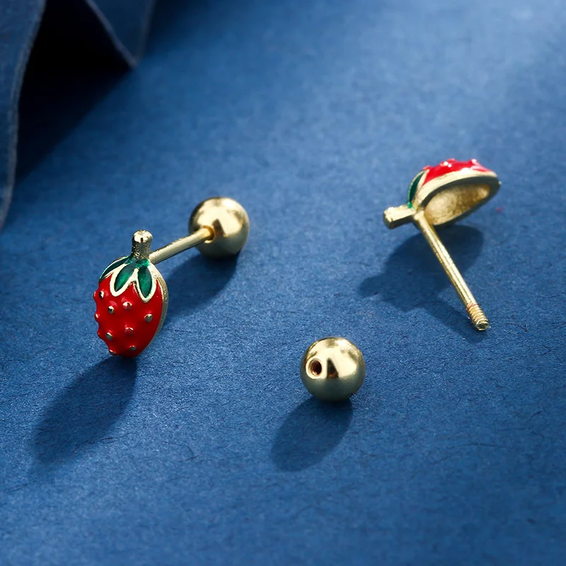 Шикарные Серьги-гвоздики В Форме Красной Клубники Для Женщин И Девочек Ювелирные