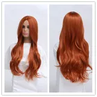 Синтетический женский медный красный парик SuQ, синтетические натуральные волосы для косплея, вечерние длинные волнистые волосы средней длины, термостойкие искусственные волосы