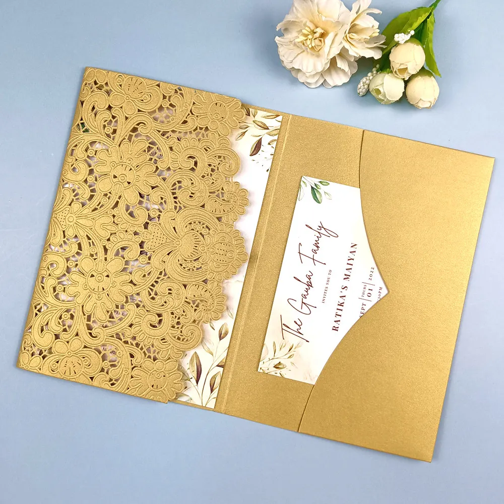 

Персонализированные лазерные карманные свадебные приглашения