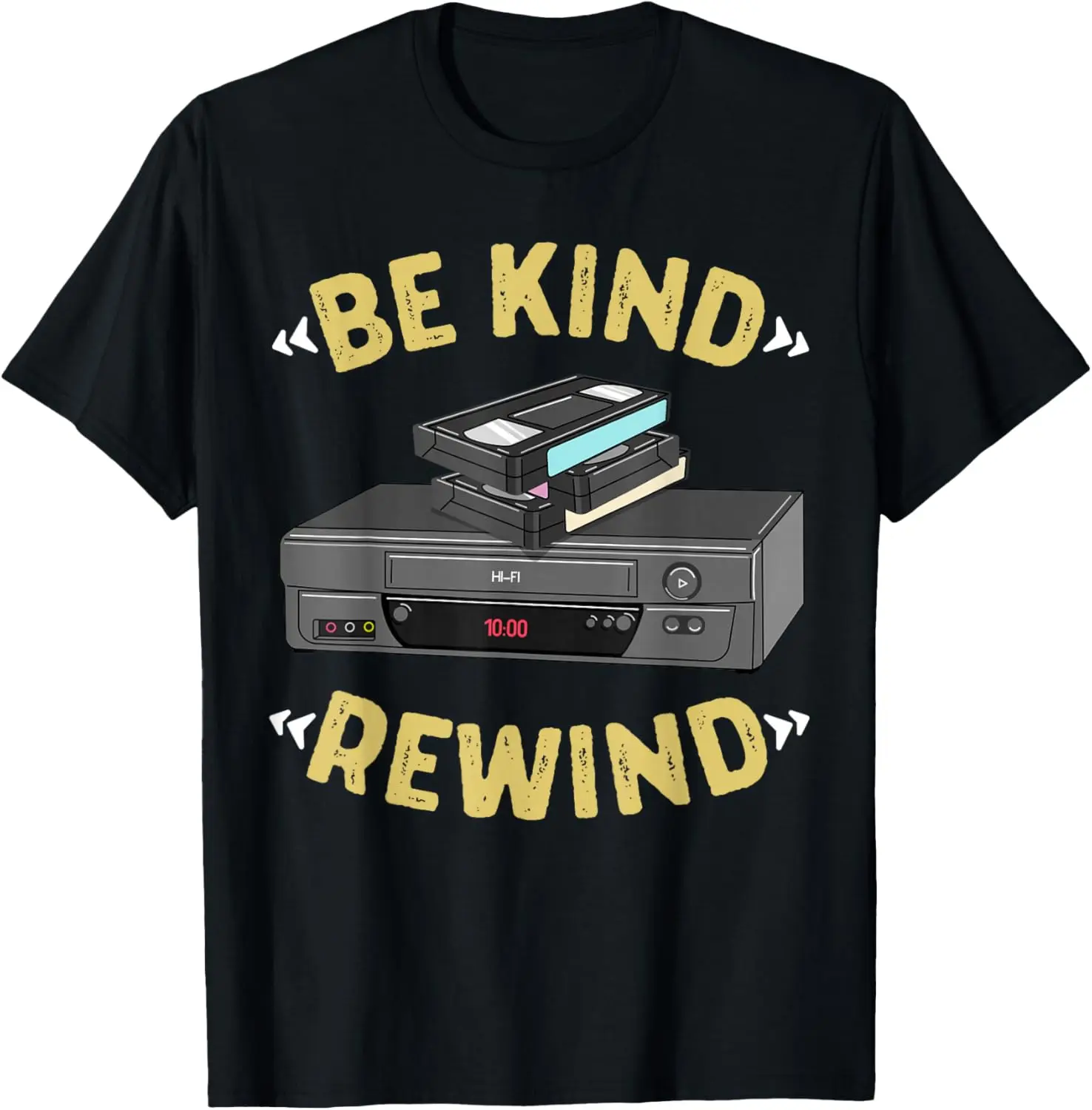 Фото Футболка Be Kind Rewind VHS Tape VCR с ретро-графикой, винтажная хлопковая футболка в стиле 90-х годов №1