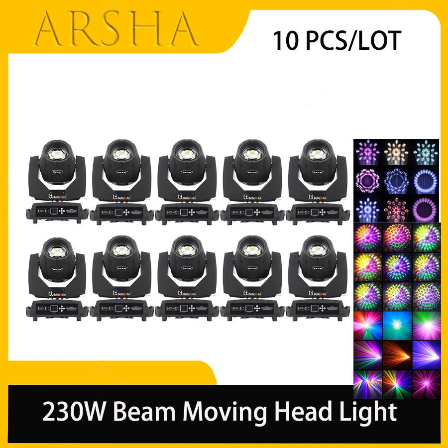 

10 PCS Lyre Beam 230W 7R Moving Head Light Beam 7r Lyre Sharpy Beam 230 For Dmx Stage Lighting Dj Party Bar Club