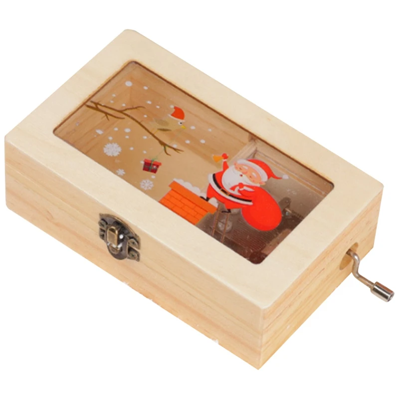 

Новогодняя Рождественская креативная деревянная музыкальная шкатулка с ручным заводом музыкальная шкатулка подарок Санта-Клаусу детский подарок на день рождения