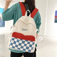 fashion plaid casual women backpack college student teenage girl school large capacity waterproof travel female bags 2022