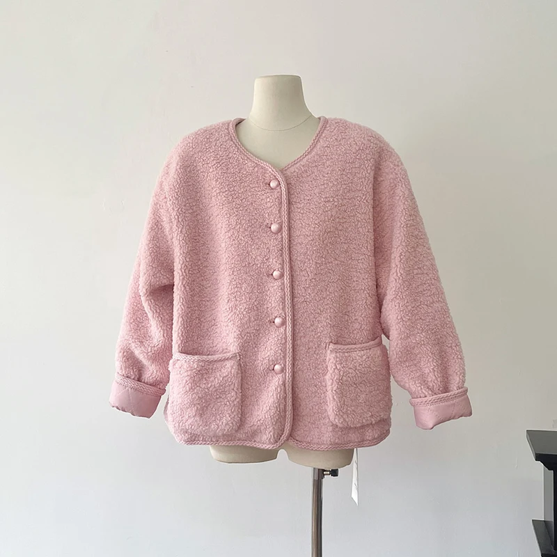 LUZHEN 2024 зимнее однотонное повседневное флисовое пальто женская модная элегантная