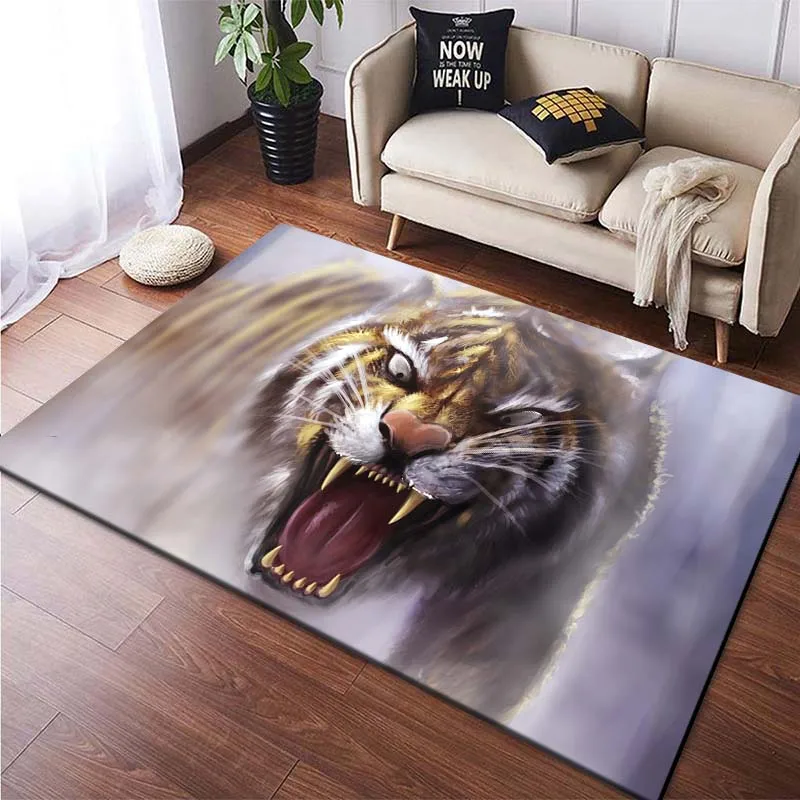 

17 Patterns Tiger Print Area Rug Animal Print Flannel Area Rug Mat for Living Room Dining Dorm Room Bedroom Home Decor Play Mat