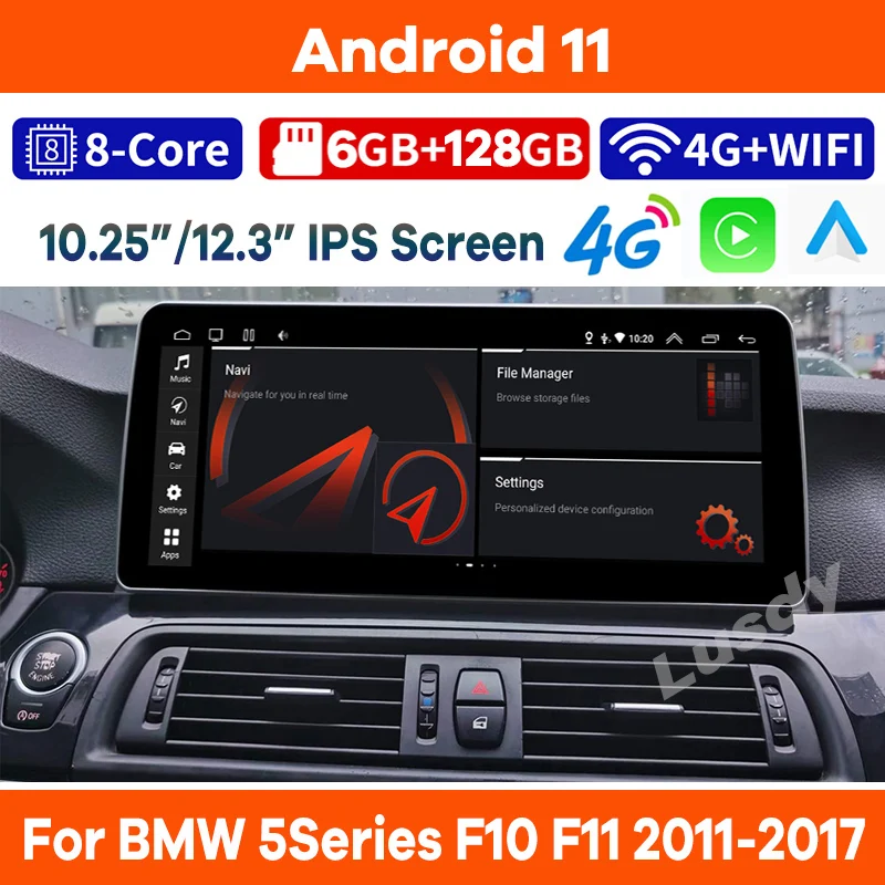 

10.25"/12.3" 6G+128G Android 11 Car Multimedia Player for BMW 520i F10 F11 2011-2017 Auto Radio GPS Stereo Video CarPlay 4G BT