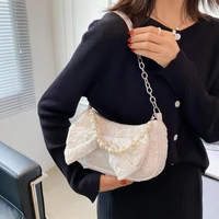 new style fashion womens bag 2022 trend high quality bow tie pearl chain female underarm shoulder bags ladies crossbody handbag